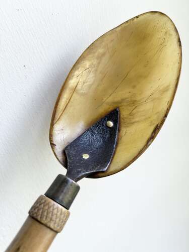 19th Cent HORN & PEAR WOOD SPOON