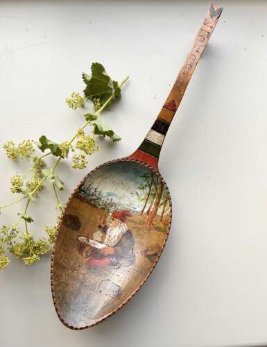 Large, Painted, Folk Art Spoon