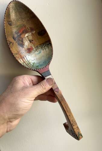 Large, Painted, Folk Art Spoon