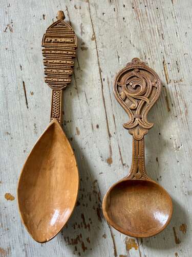 Chip Carved Fruitwood Spoons