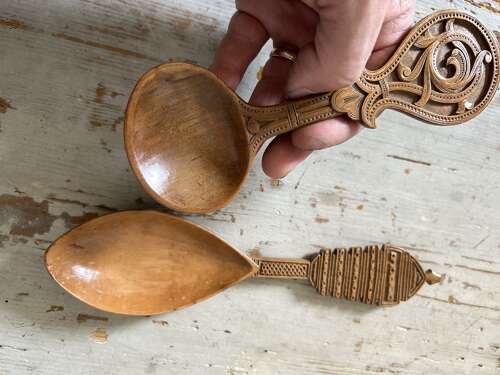 Chip Carved Fruitwood Spoons