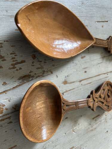 Chip Carved Fruitwood Spoons