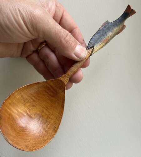 Rare, Carved and Painted Fish, Treen Spoon