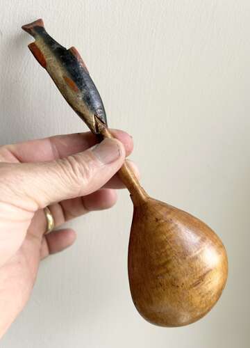 Rare, Carved and Painted Fish, Treen Spoon