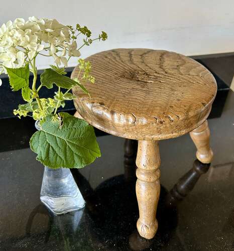 19th Cent Round Elm Foot Stool
