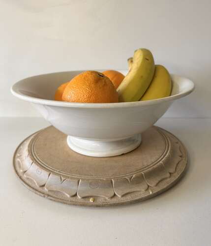 Antique, White Ironstone, Footed Fruit Bowl