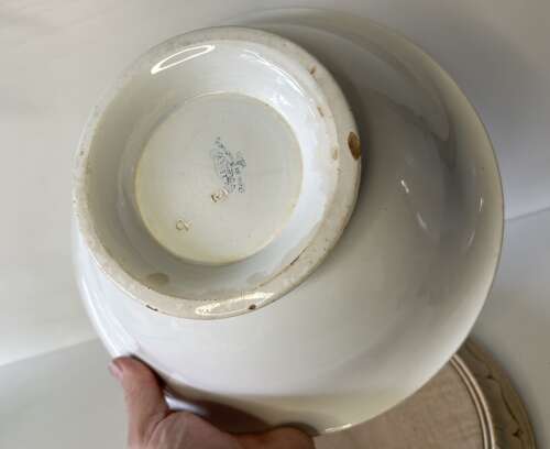 Antique, White Ironstone, Footed Fruit Bowl