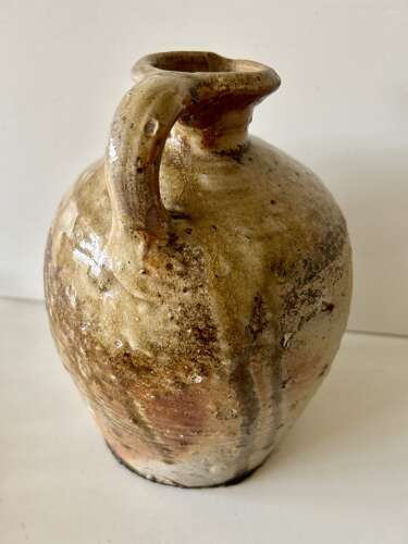 19th Cent Treacle Glazed Olive Oil Flagon