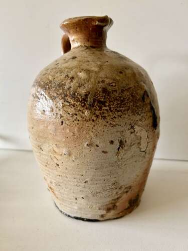 19th Cent Treacle Glazed Olive Oil Flagon