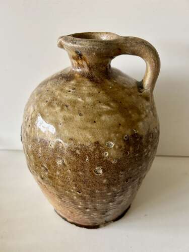 19th Cent Treacle Glazed Olive Oil Flagon