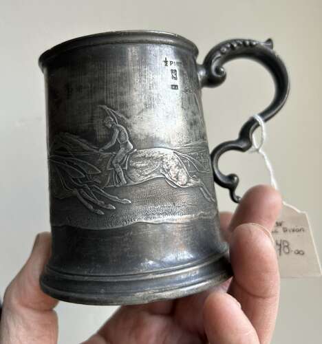 19th Cent Horse Racing Tankard