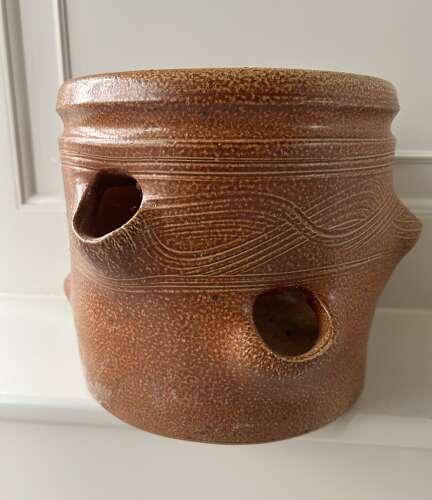 Old, Hand Thrown Strawberry Pot