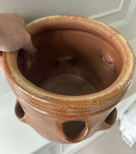 Old, Hand Thrown Strawberry Pot
