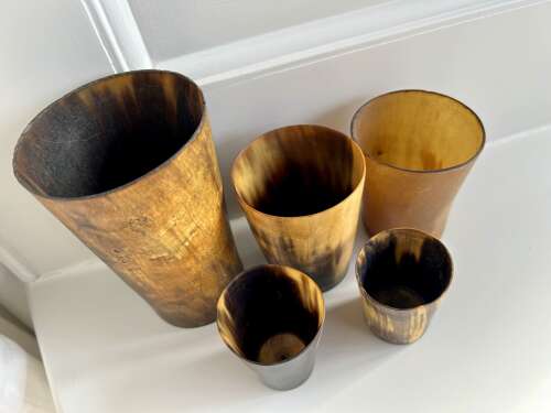 Set of 5 x 19th Cent Horn Beakers