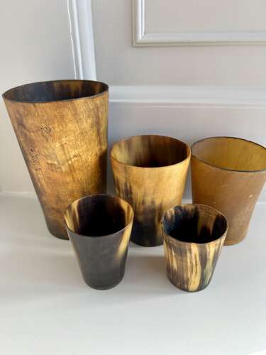 Set of 5 x 19th Cent Horn Beakers