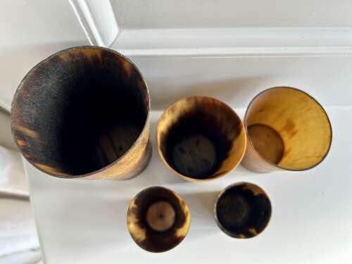 Set of 5 x 19th Cent Horn Beakers
