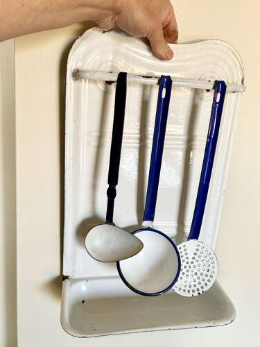 Antique, Enamel Utensil Rack