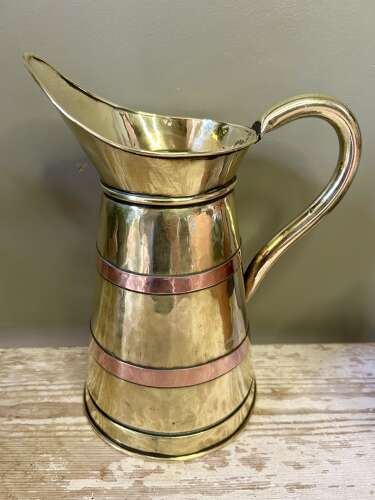 Fine Copper Banded, Brass Dairy Jug