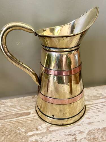 Fine Copper Banded, Brass Dairy Jug
