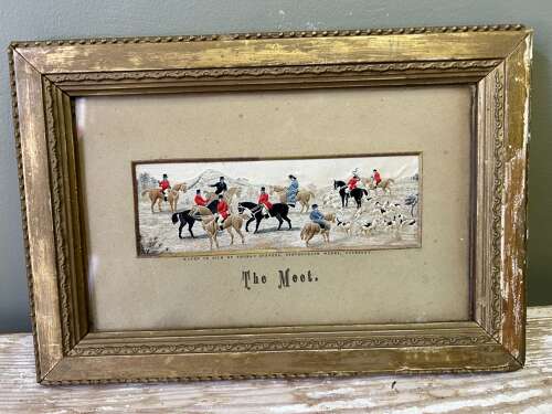 3 x 19th Cent Silk HUNTING PICS