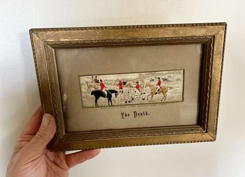 3 x 19th Cent Silk HUNTING PICS
