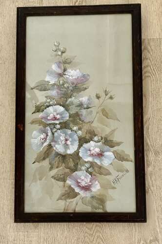 Original Signed Painting 'Hollyhocks'