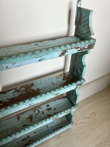 Old Shelves in worn blue paint