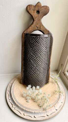 19th Cent Large Kitchen Grater with shaped top
