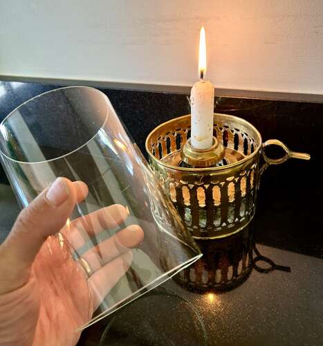 Large Size, Brass Galleried Candle Lamp