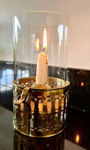Large Size, Brass Galleried Candle Lamp